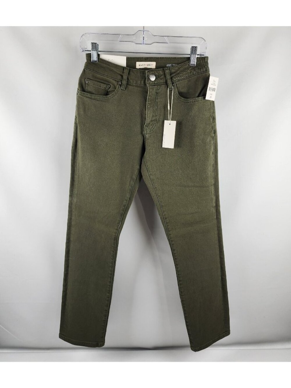Warp + Weft Jeans Mens 28x30 Green Ams Amsterdam Slim Denim NWT